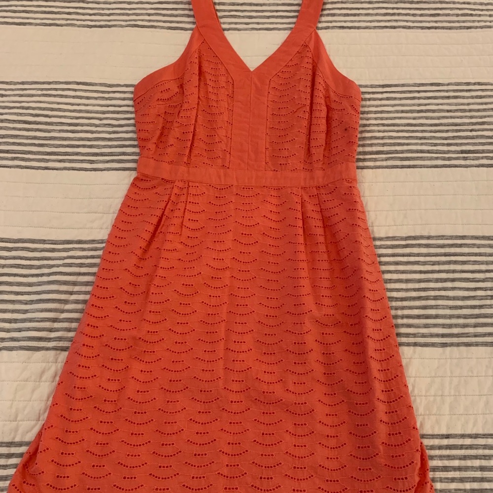 Coral pink lace dress